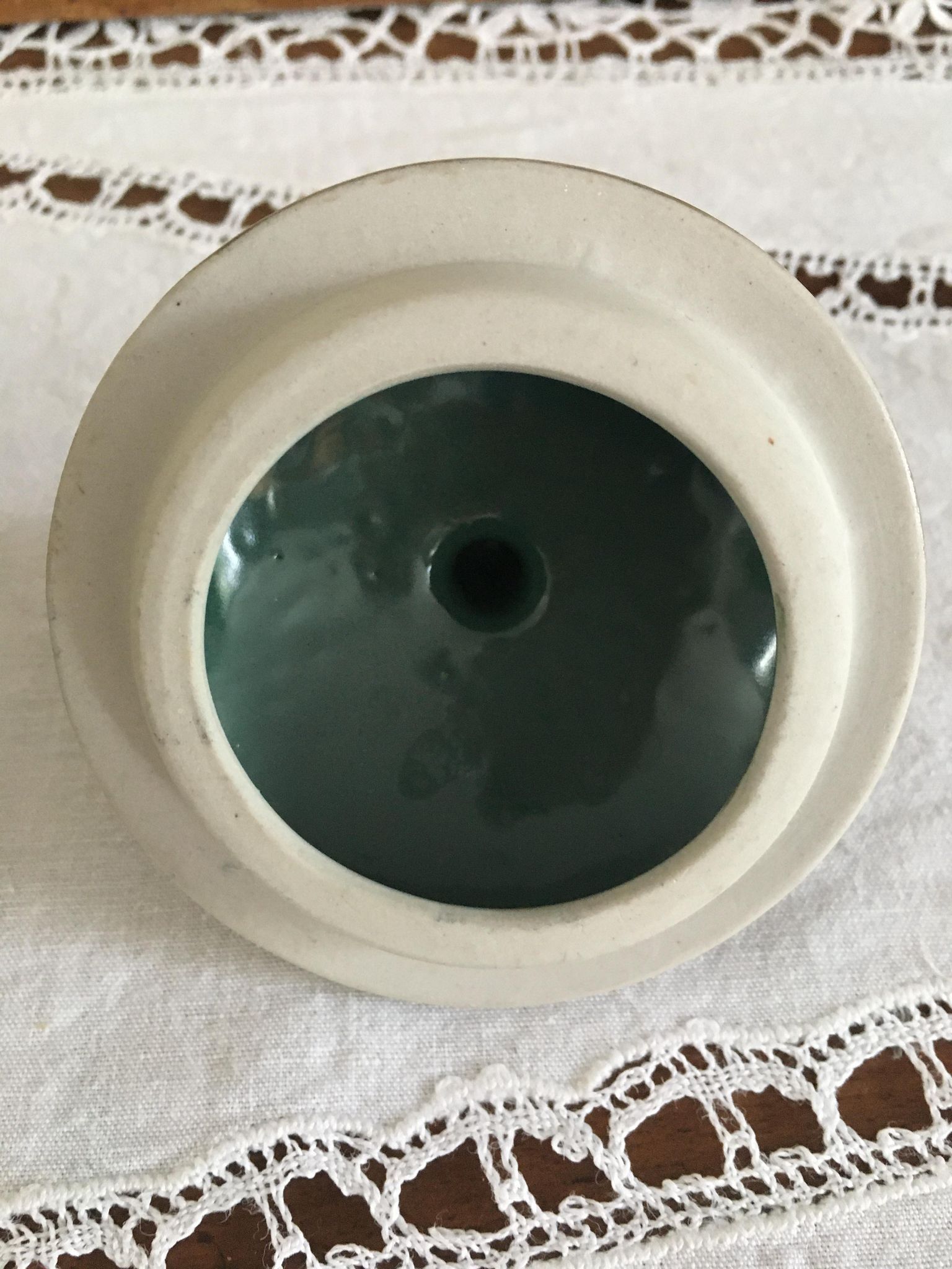 Waillault 1960 speckled stoneware sugar bowl Made in France