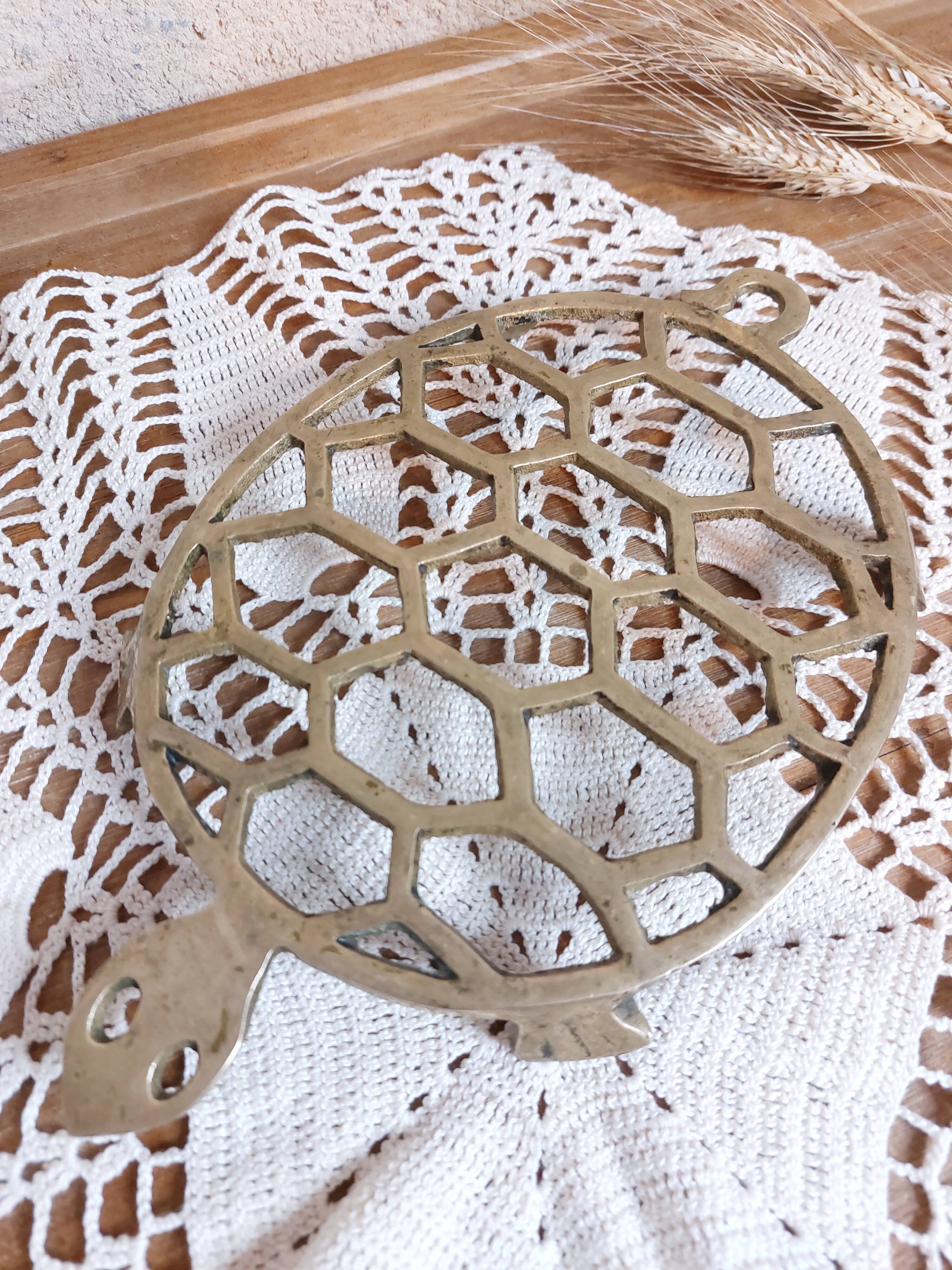 Old brass turtle trivet