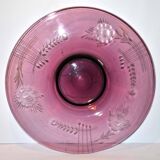 Portieux vallerysthal, large fruit bowl in purplish pink glass 1930-1940