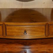 Vintage English walnut burr dressing table with mirror and chair.