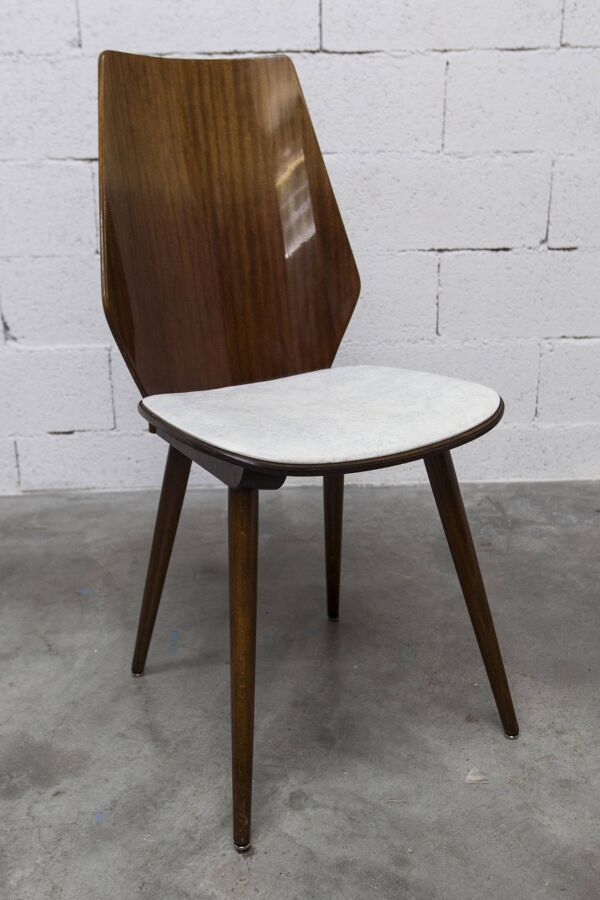 Lot de 6 chaises Baumann modèle 840 G2S finition acajou verni, 1963