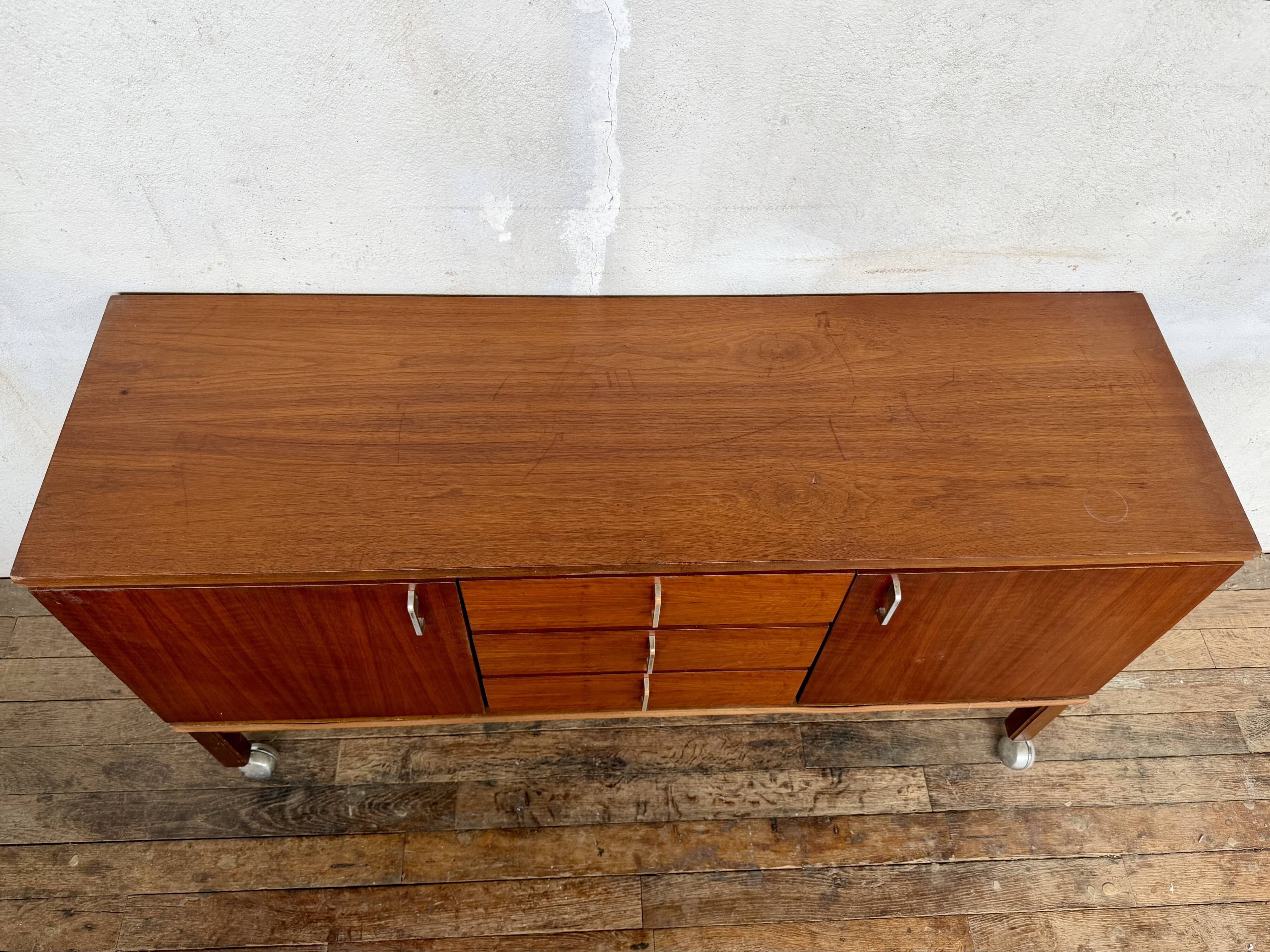 ✨ Vintage wooden sideboard – 3 drawers, 2 doors – Retro furniture ✨