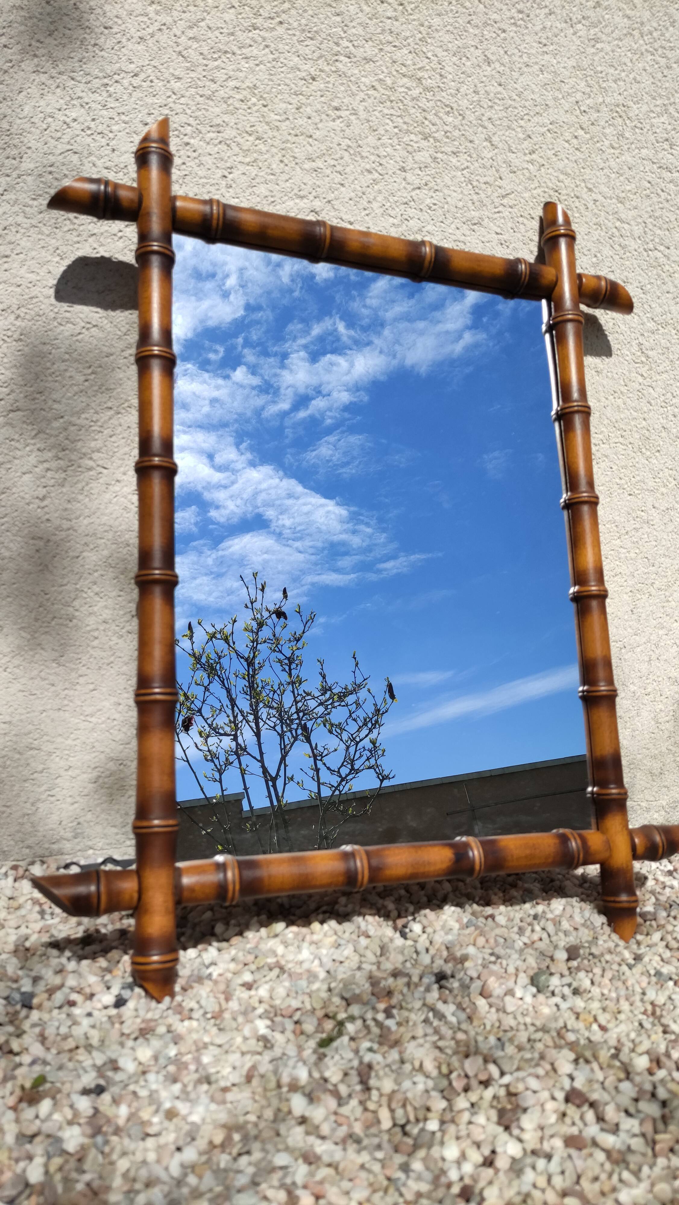 Large antique wooden mirror