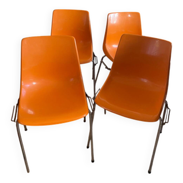 Set of four orange chairs