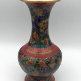 Cloisonné enamel vase decorated with flowers and colorful patterns