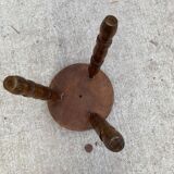 Vintage tripod low stool with carved solid wood legs