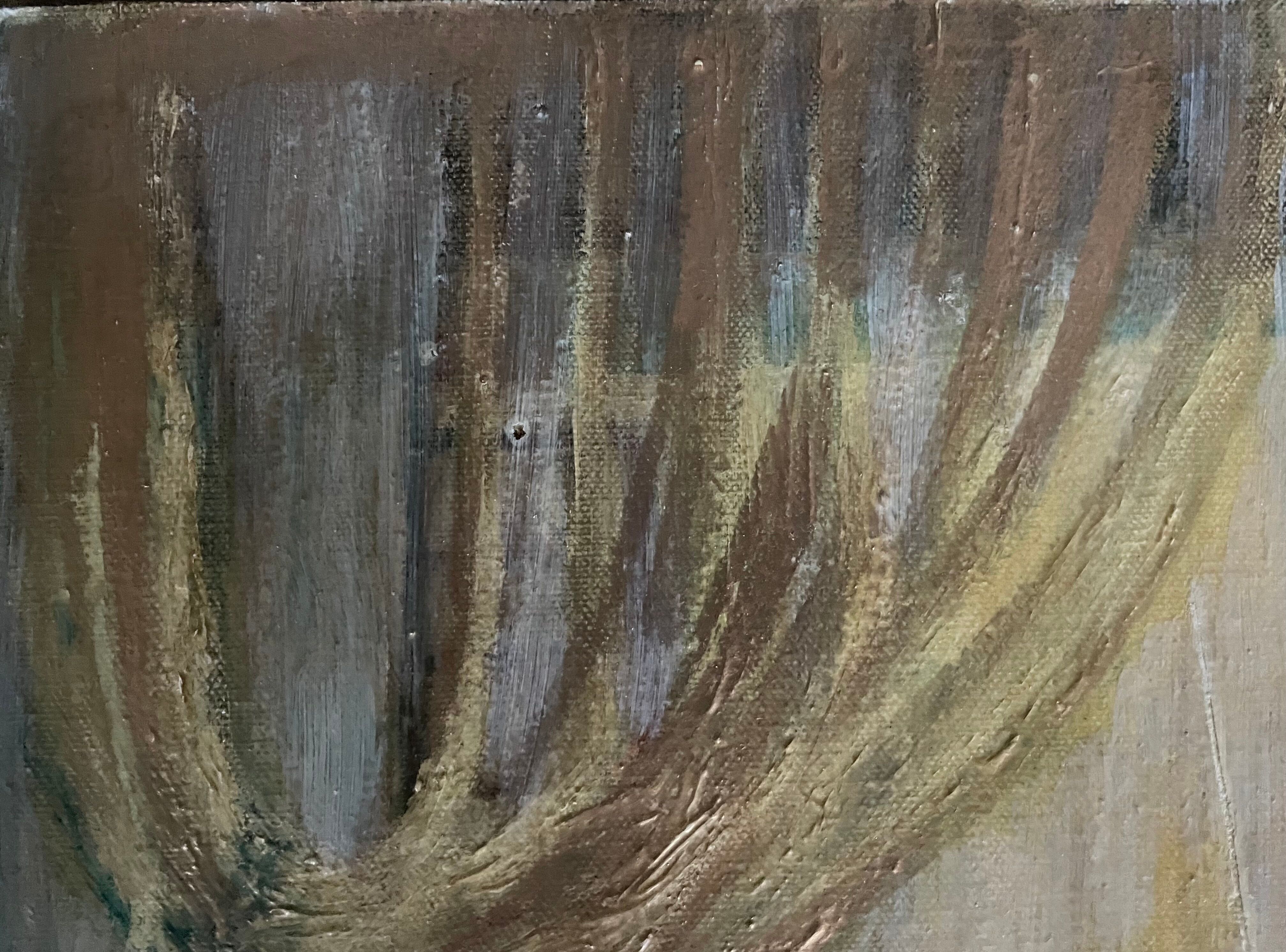 Oil on canvas signed female nude the curtain