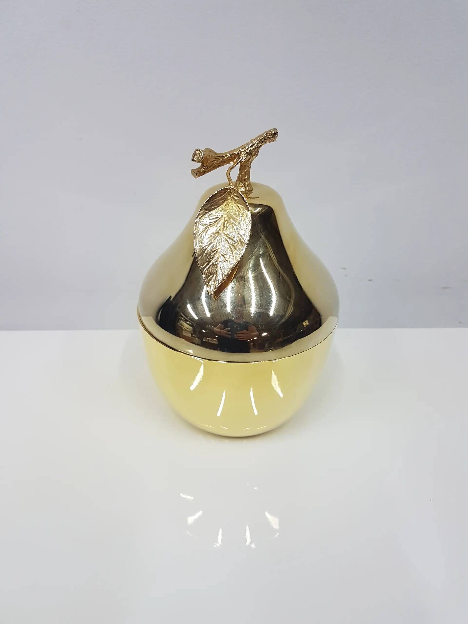 "Pear" ice bucket, gold-colored, gold-finished material, designed by H. Tur