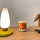 Bedside lamp vintage 60s tole enamelled opaline glass