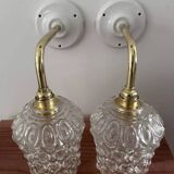 Pair of vintage chiseled glass sconces