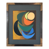 Acrylic painting by Odile TRAMPONT, known as BALTRAN (1942). The Six Moons