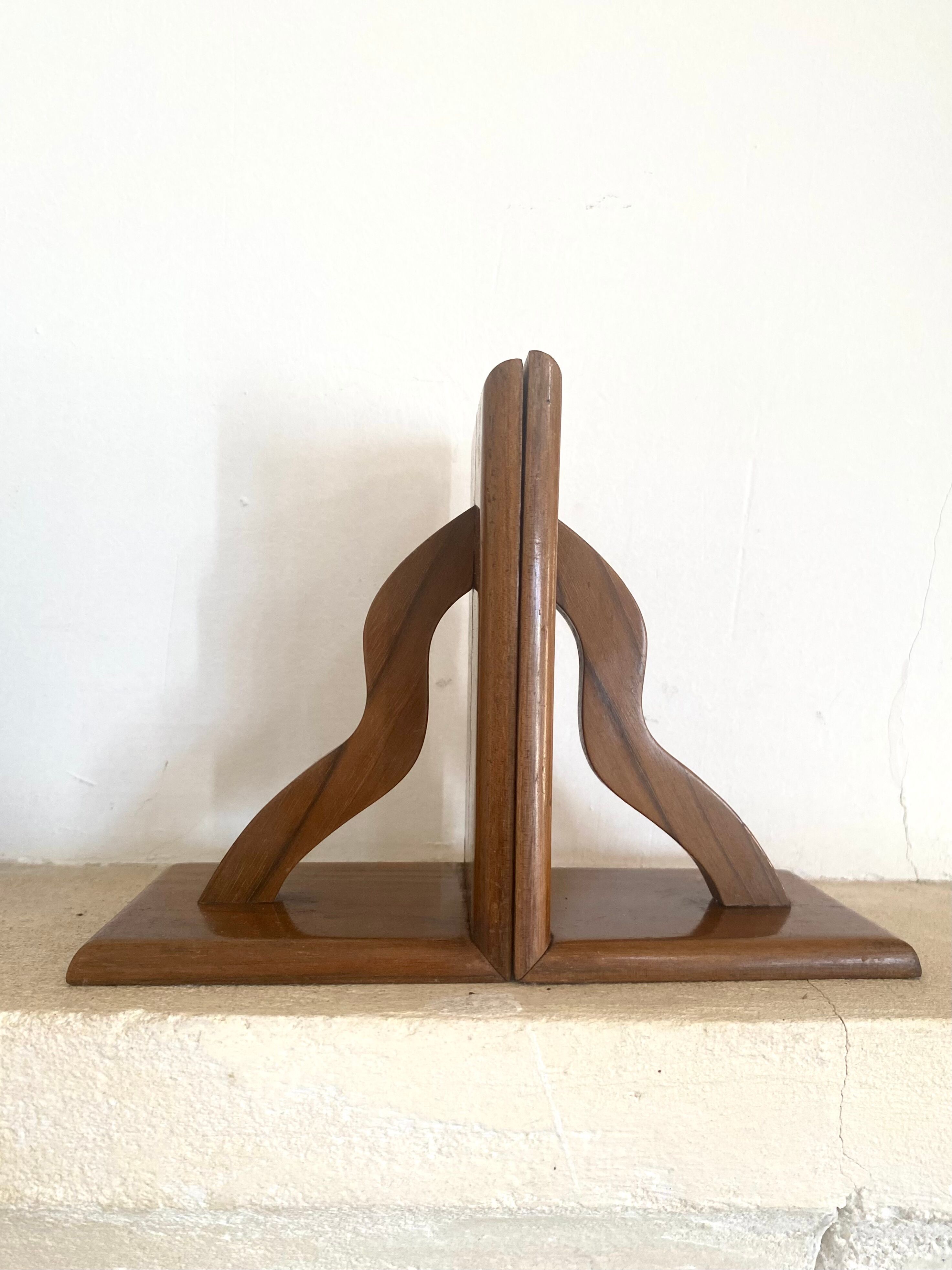 Varnished teak bookends years 45-49