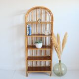 Library / Free-standing shelf in bamboo and rattan 1960s