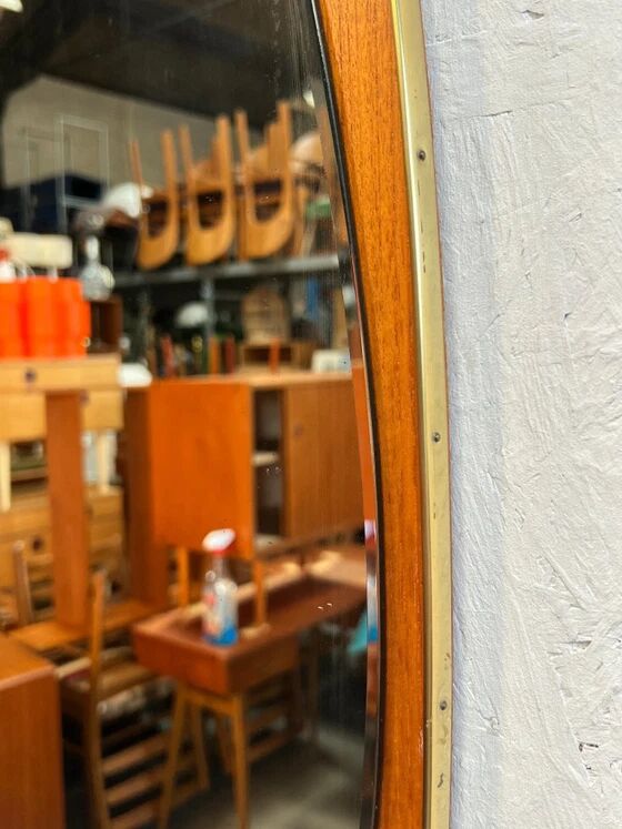Vintage Mirror, Teak Wood, Sweden 1950's