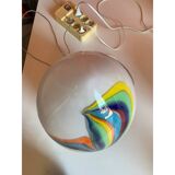 Murano Style Glass Multicolored Reeds White Egg Lamp