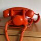 Vintage Orange Socotel dial phone, 1978