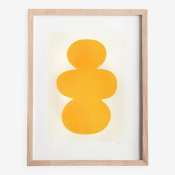 Peinture abstraite - 30x40cm - Venus - jaune doré - signée Eawy