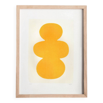 Peinture abstraite - 30x40cm - Venus - jaune doré - signée Eawy