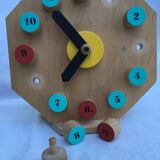 Painted wooden toy clock