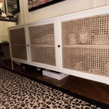 White wooden sideboard and canning