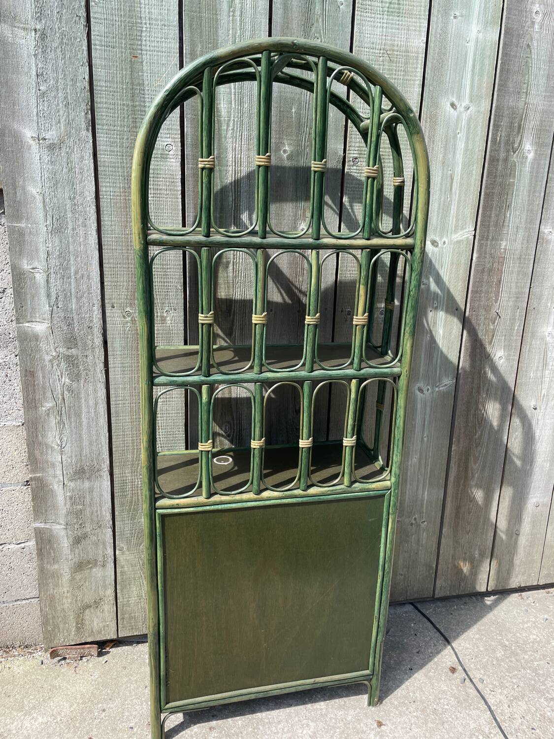 Green bamboo bookcase