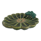 Large decorative dish, green ceramic flower, mid-20th century