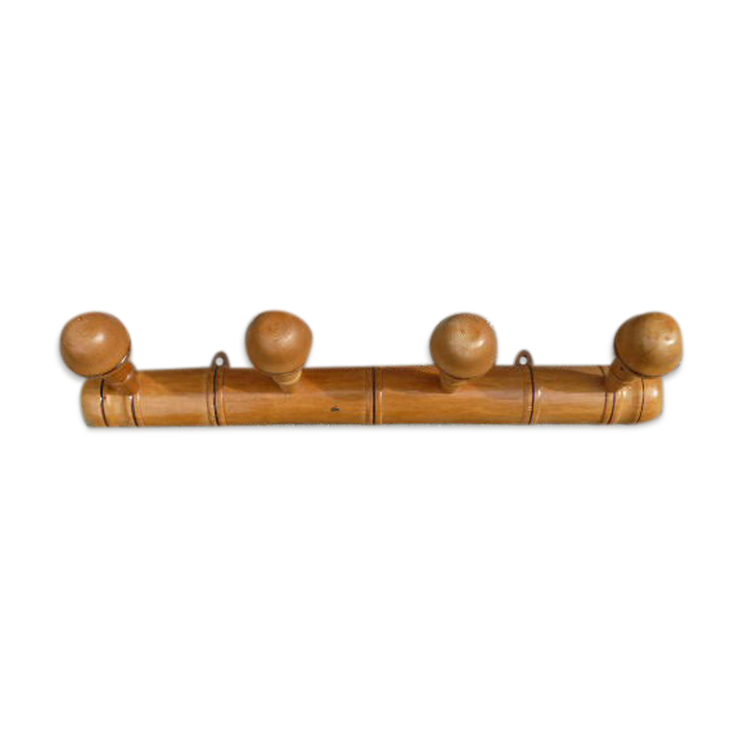 Bamboo style wooden coat holder 40s, 4 hooks