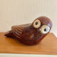 Large glazed ceramic owl sculpture signed