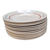 Moulin des Loups 12 flat plates model Stanislas with red borders and