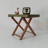 Vintage folding stool in wood and bamboo
