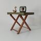 Tabouret pliant vintage en bois et bambou