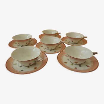 Set of 6 coffee cups in limoges porcelain.
