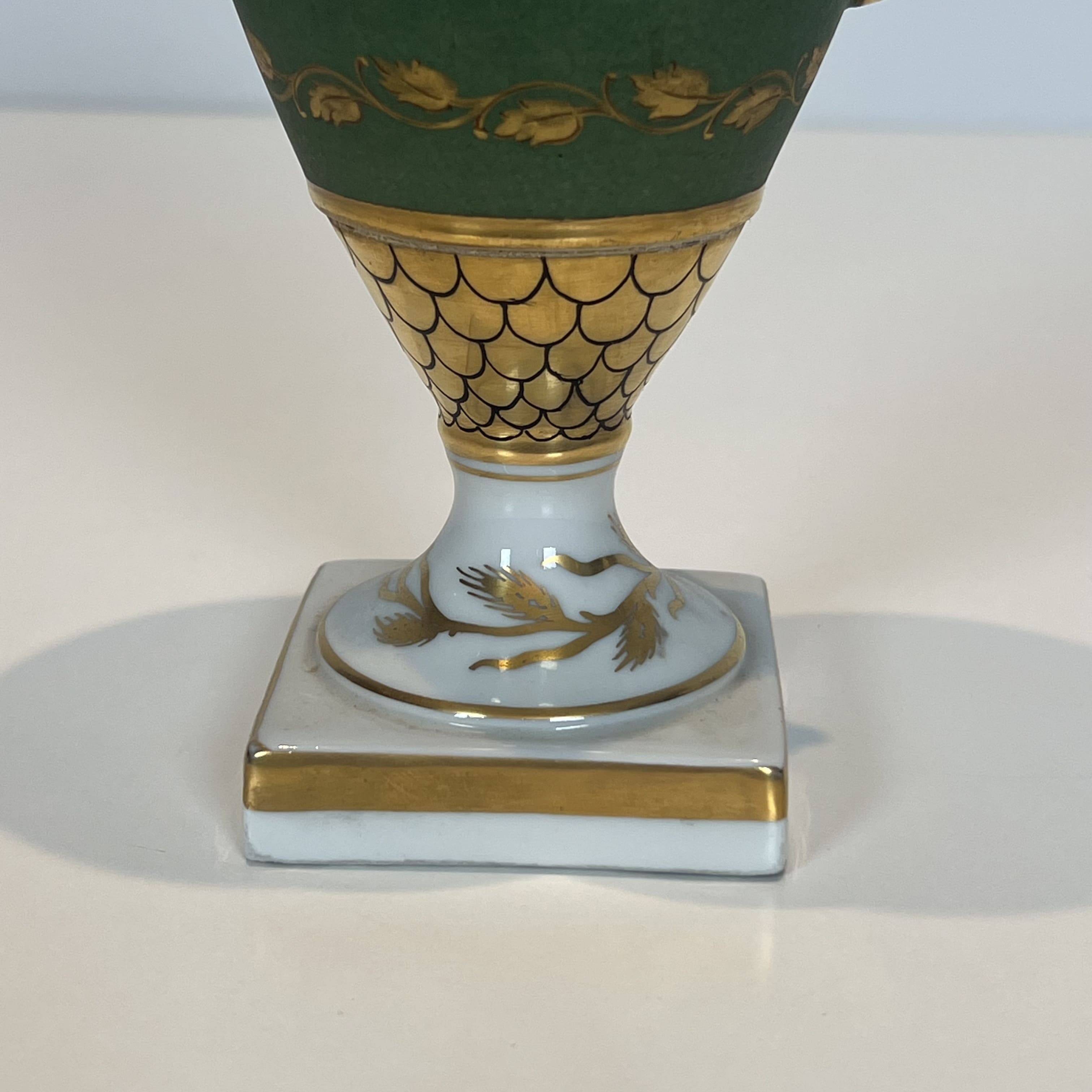 Pair of Empire Style Porcelain Vases, Decorated with Swans and Bundles
