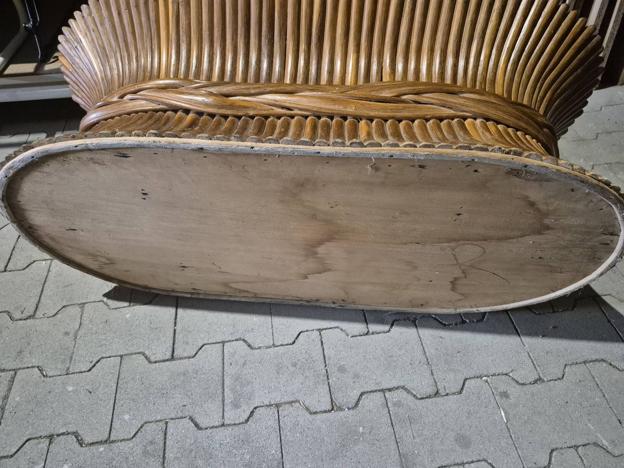 Sheaf of wheat bamboo coffee table glass top 1970s McGuire