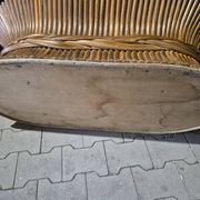 Sheaf of wheat bamboo coffee table glass top 1970s McGuire