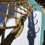 Rattan coat rack with 4 hooks
