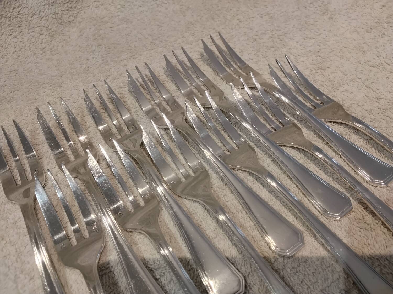 12 silver-plated cake forks by Christofle America