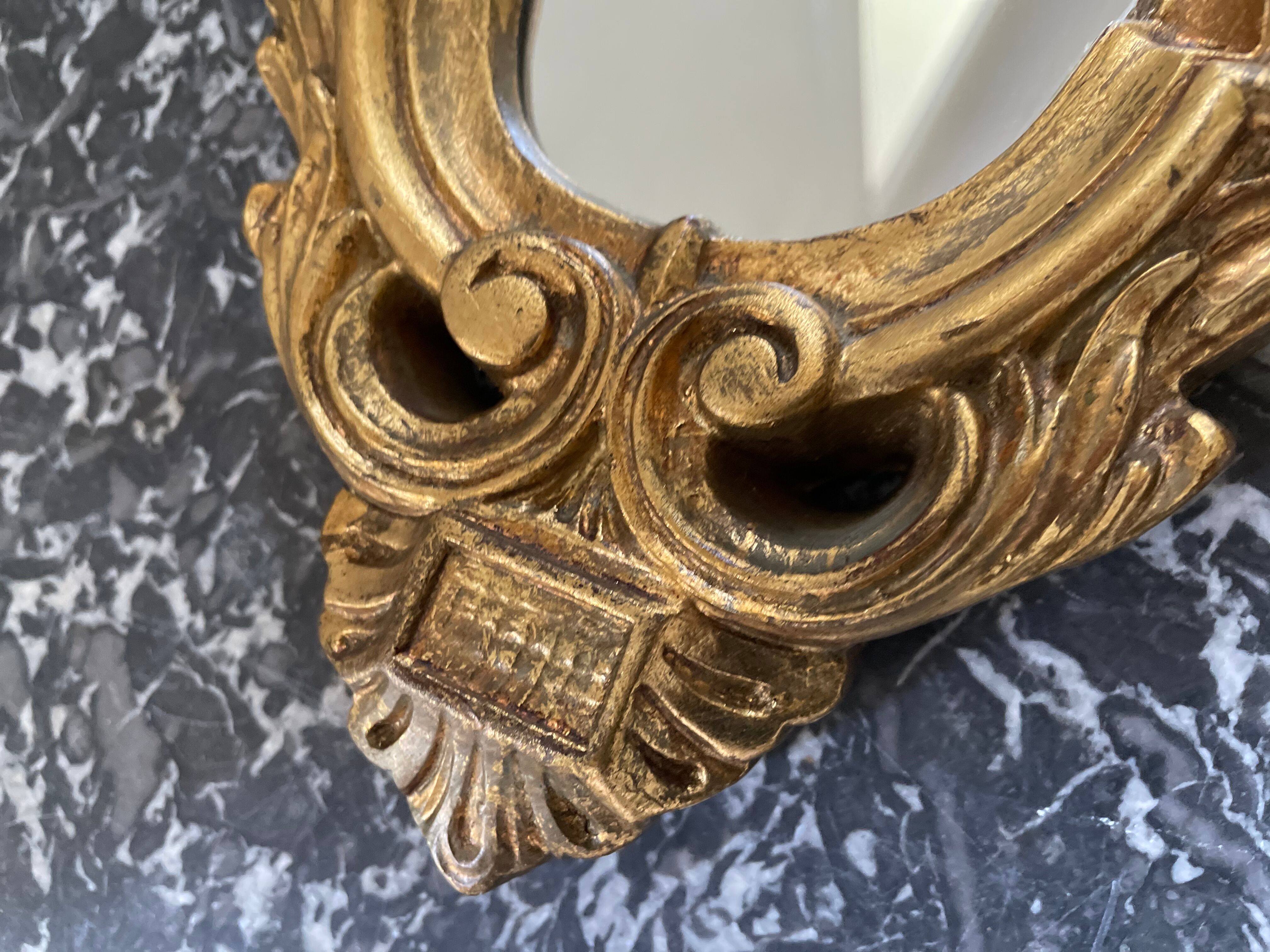 Golden mirror decorated with rose 60s - 43x23cm