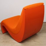 Vintage organic armchair in orange fabric and fiber, 1970