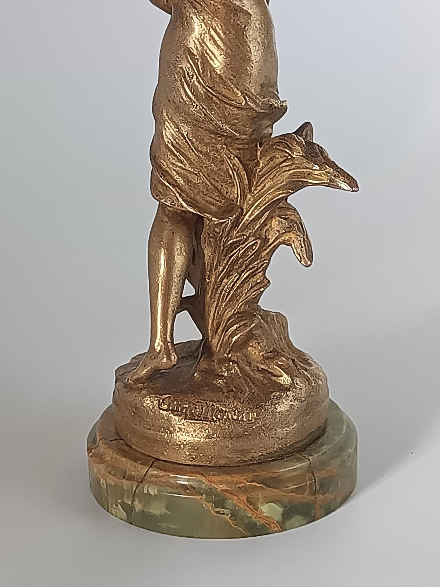 Old Regule Statuette The Source Auguste Moreau Base Green Onyx 19 cm
