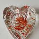 Empty pocket/Ashtray, l in blown art glass/Heart shape with inclusions of orange filaments. In Murano style