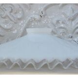 2 old white opaline serrated lampshades