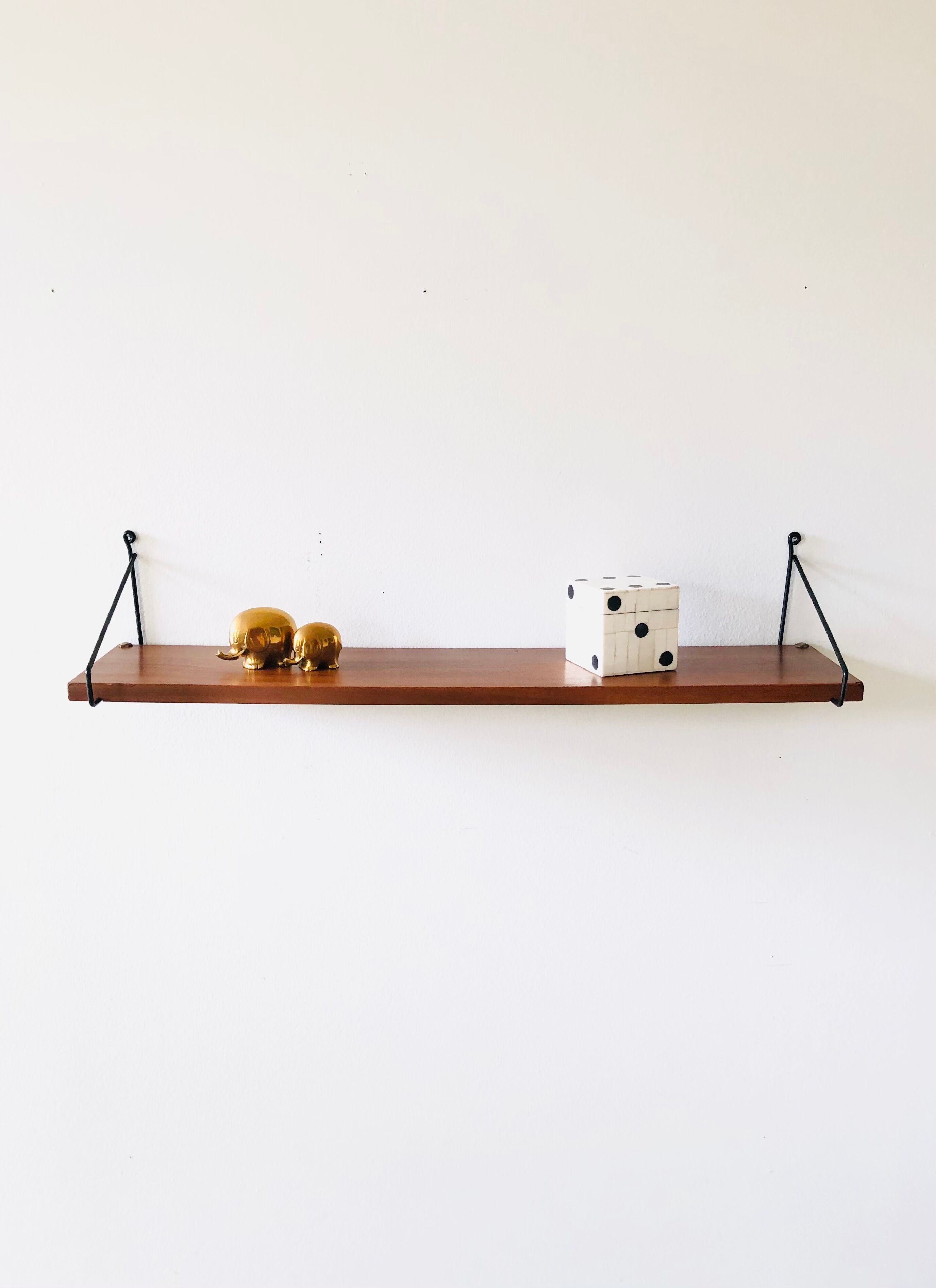 Wall shelf L82cm metal and wood
