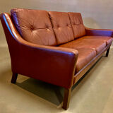 3-seater leather sofa Scandinavian design 1950.
