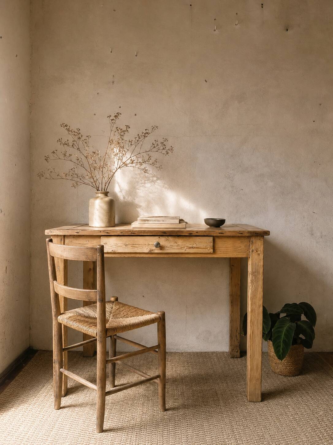 Antique solid wood desk in chic country style