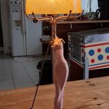 Art deco lamp golden metal and glass pate