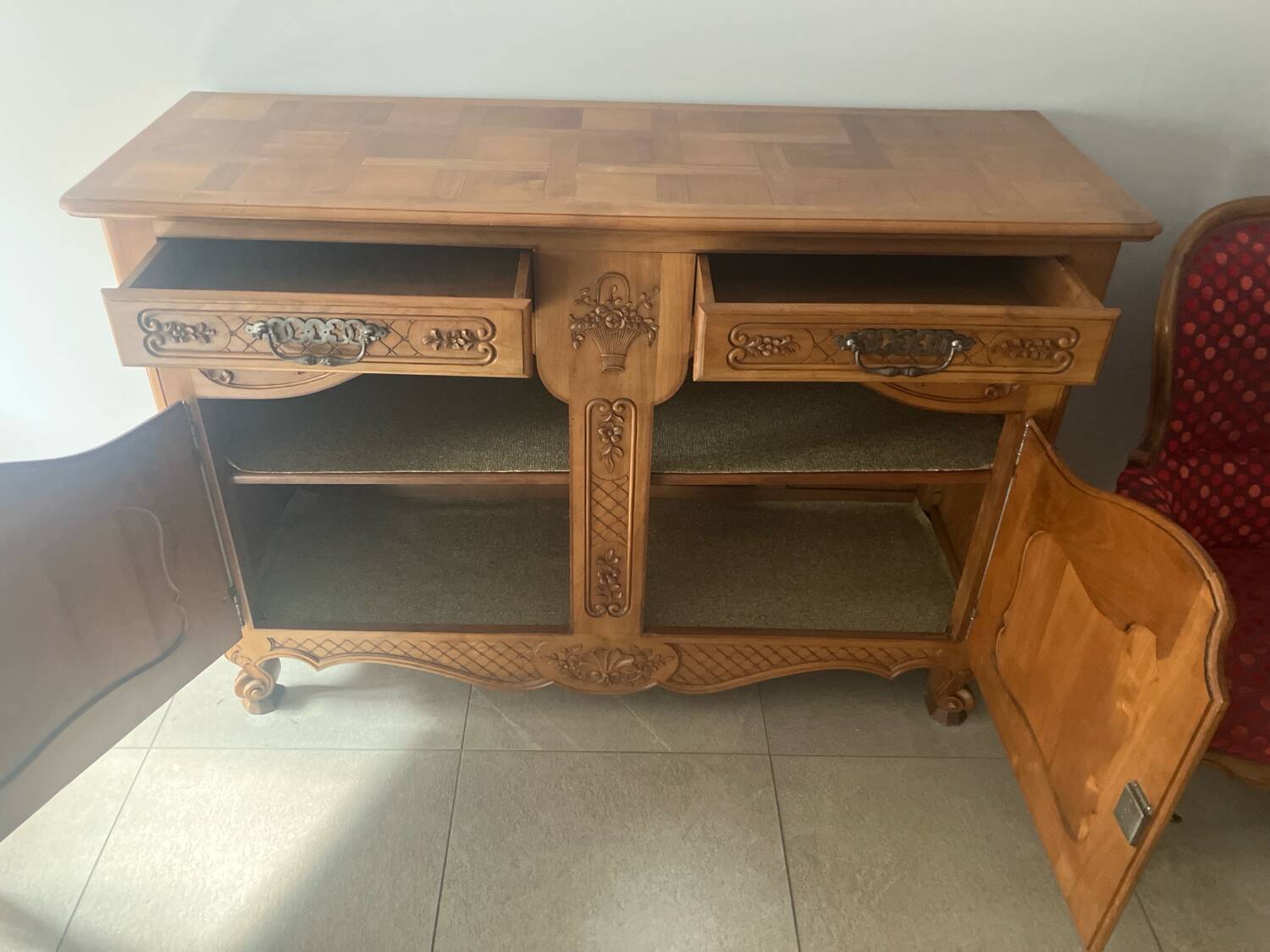 Buffet vintage en merisier massif