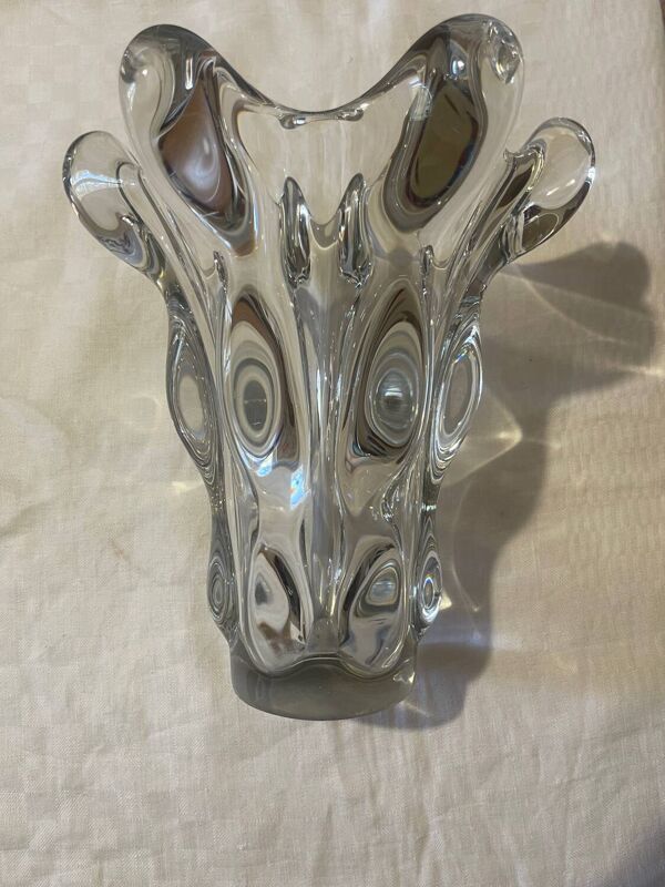 Vase « girafe » en cristal – Cristallerie de Vannes – 26,5 cm