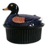 Zoomorphic duck terrine majolica slip