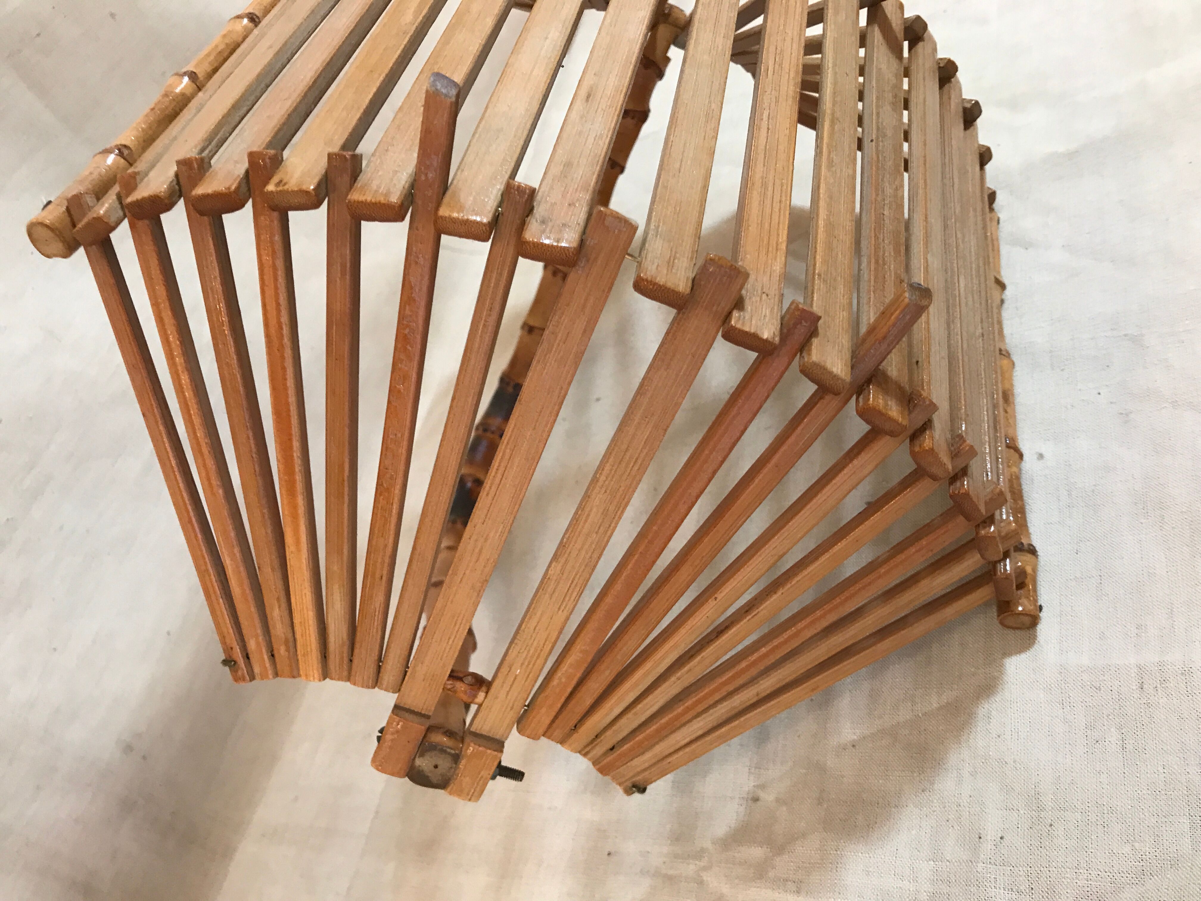 Basket fruit cut 1960 vintage bamboo rattan wicker